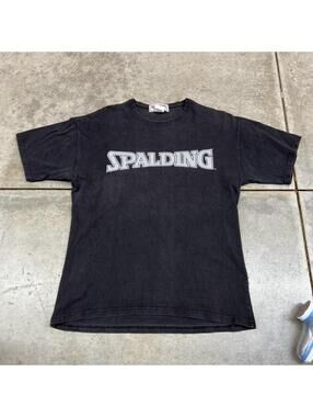 vintage spalding faded black made in usa basketball shirt size medium
